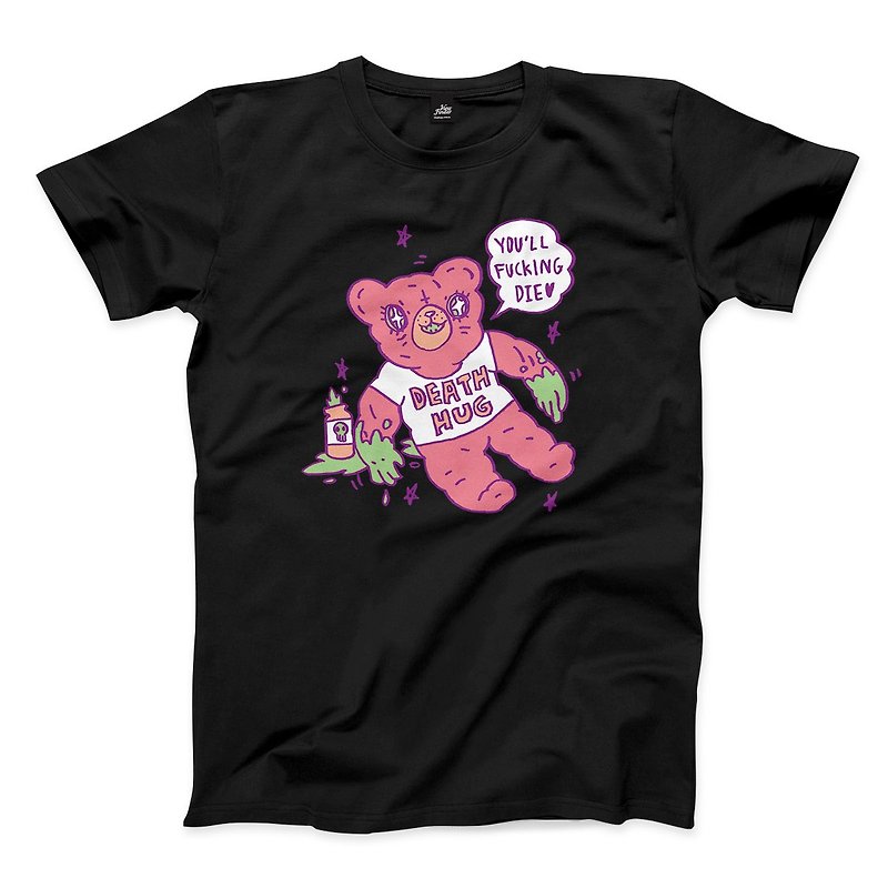 Death Hug Bear -ブラック -ユニセックス T シャツ - Tシャツ メンズ - コットン・麻 ブラック