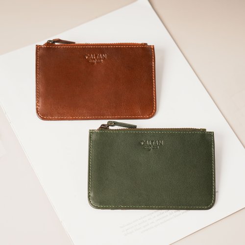 CALTAN DESIGN 【24hr快速出貨】輕薄大容量真皮卡片零錢包-075298 兩色 零錢袋