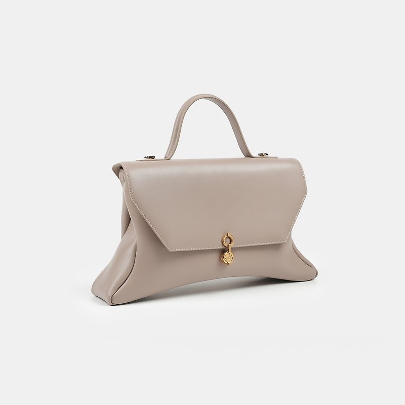 Rococo Corn Leather Bag - SAND - Handbags & Totes - Faux Leather Khaki