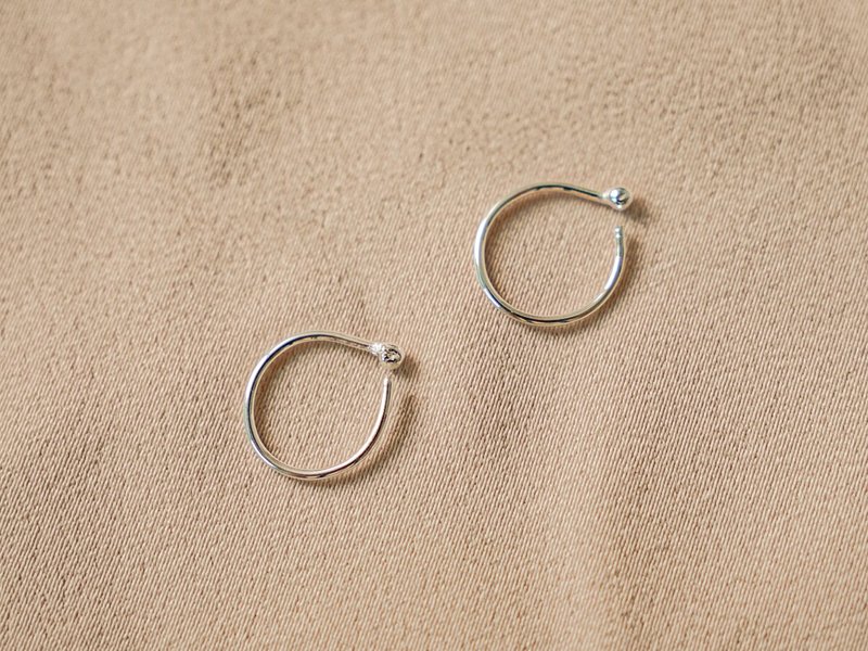 SV925 Hugging Hoops Earrings- 2 mm Mini Ball - Earrings & Clip-ons - Sterling Silver Transparent