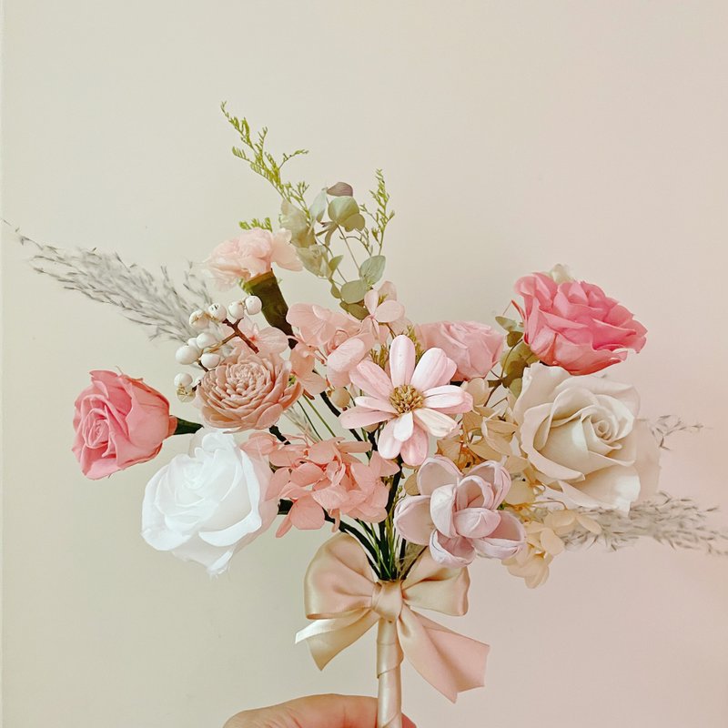 [Eternal Flower Gift] Romantic Pink Bouquet/Eternal Life Bouquet/Photography Bouquet/Bridal Bouquet/Registration Bouquet - Dried Flowers & Bouquets - Plants & Flowers 