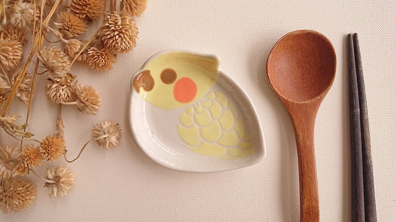 Hey! Bird friend! Yellowish black phoenix bird shape disc - Small Plates & Saucers - Porcelain Yellow