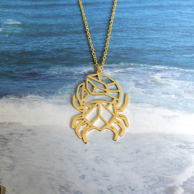 Giant crab, Origami necklace, Animal Necklace, Sea gifts, Gift for Friend - 項鍊 - 其他金屬 金色