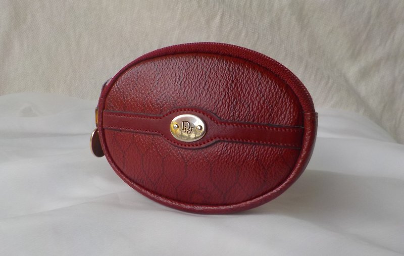 FOAK vintage Christian Dior burgundy honeycomb coin purse - Coin Purses - Genuine Leather 