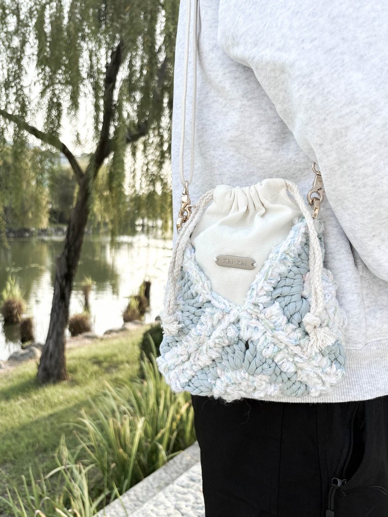 Japanese bag-give a letter-mint hand-woven woven bag envelope bag - Messenger Bags & Sling Bags - Cotton & Hemp White