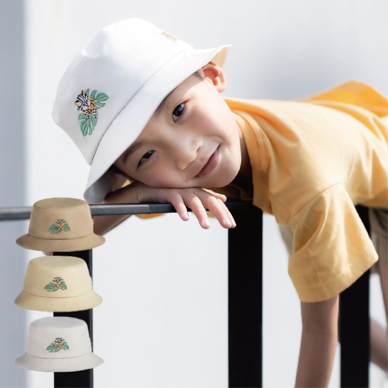 Light Gray Children's Adjustable Bucket Hat - Moisture-wicking Soft Animal Embroidered Stone Eco-Friendly - หมวก - วัสดุอีโค 