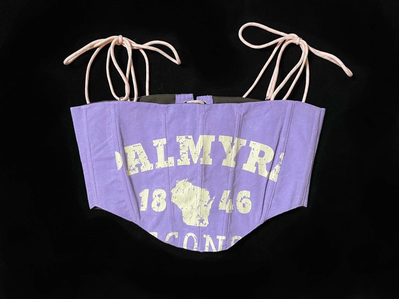 REGETHER vintage remanufactured American lace-up vest flat-top vest BRA TOP 08 - Women's Vests - Cotton & Hemp Purple