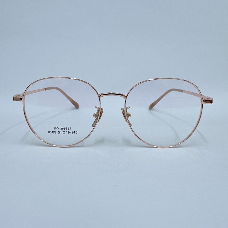 The highest grade UV420 blue light filter 0 degree glasses in the station│Alloy series youth invincible face repair round style 11 - กรอบแว่นตา - โลหะ สีทอง