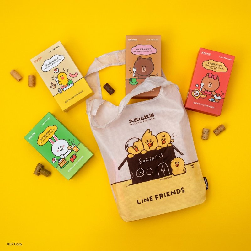 【LINE FRIENDS 蛋力補給組】 四盒蛋捲 & 造型環保袋 - 零食/點心 - 新鮮食材 