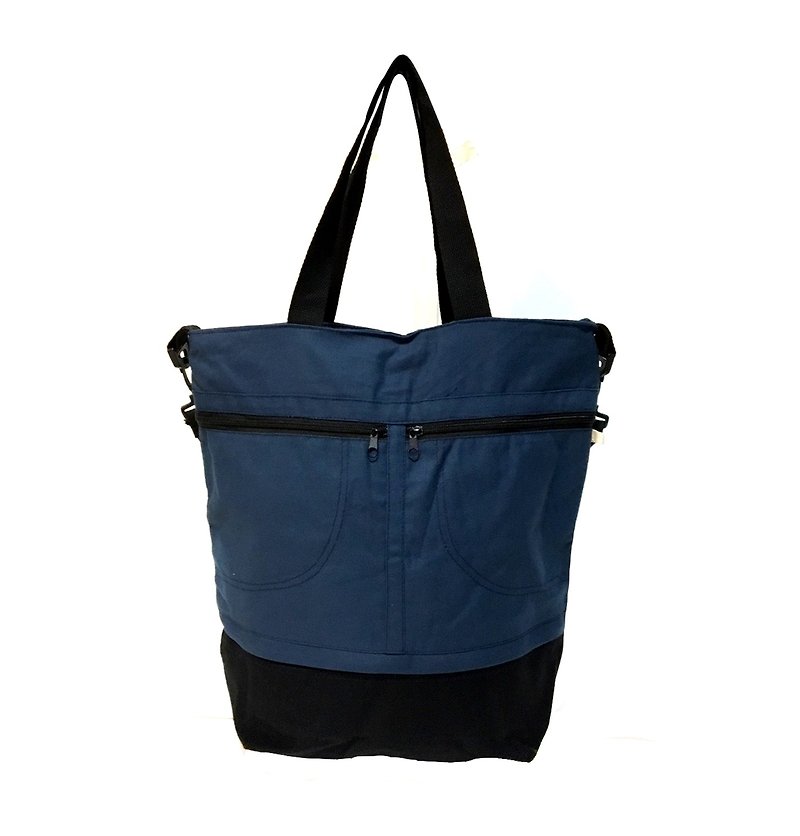 Deep Blue Fully Tote - Messenger Bags & Sling Bags - Cotton & Hemp Blue