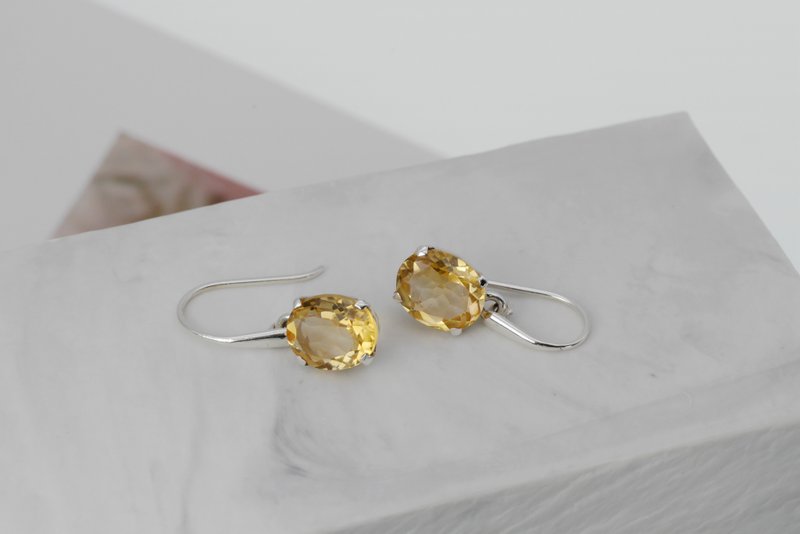 Citrine Earrings - Hearty Citrine (#10) - ต่างหู - เครื่องเพชรพลอย 