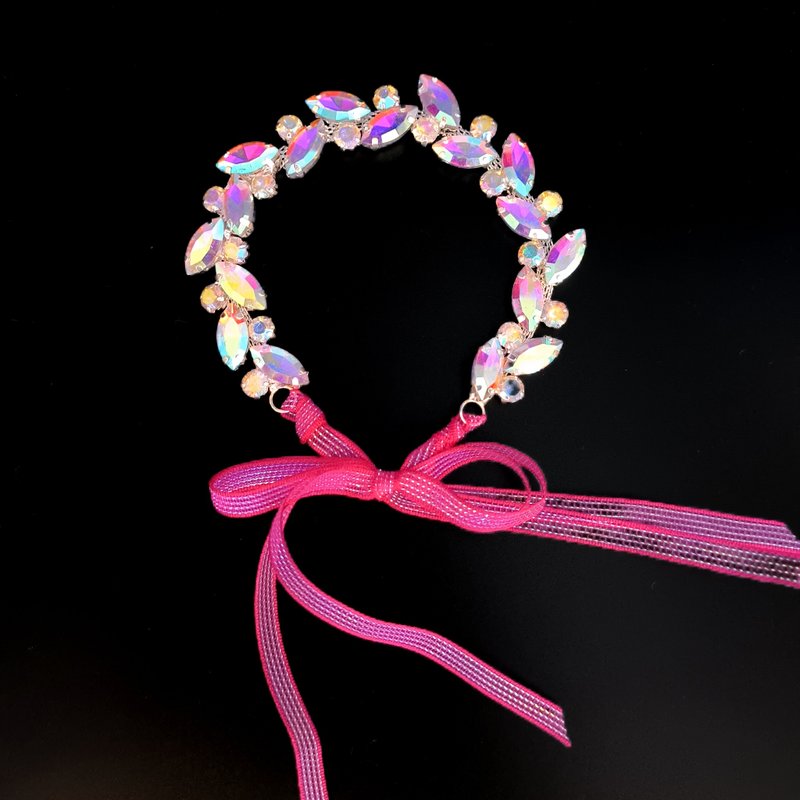 花樣滑冰髮飾  客製水鑽髮髻環 舞廳髮飾 水晶玻璃婚禮頭飾 - 髮箍/髮帶 - 其他金屬 粉紅色