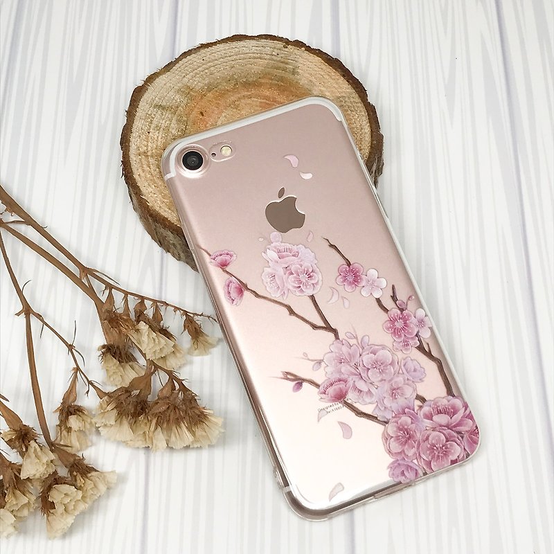 ワンカットプラム -  iPhone 7オリジナル携帯ケース/ソフトシェル/透明 - スマホケース - プラスチック ピンク