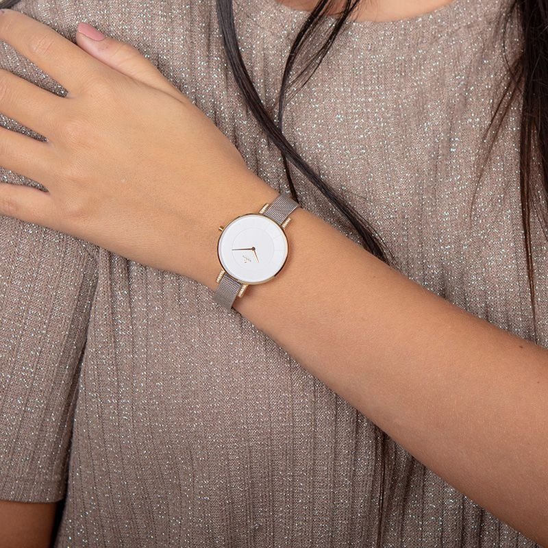 OBAKU 采耀時刻晶鑽時尚腕錶-香檳金X時尚銀/34mm-V158LEGIMC - 女錶 - 不鏽鋼 多色