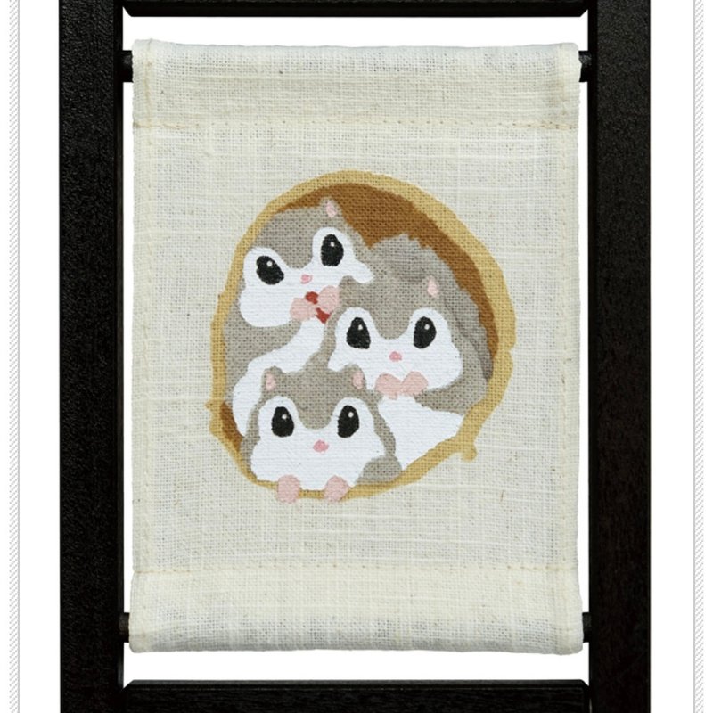 京都手繪亞麻畫框-一家三鼠 - 擺飾/家飾品 - 棉．麻 