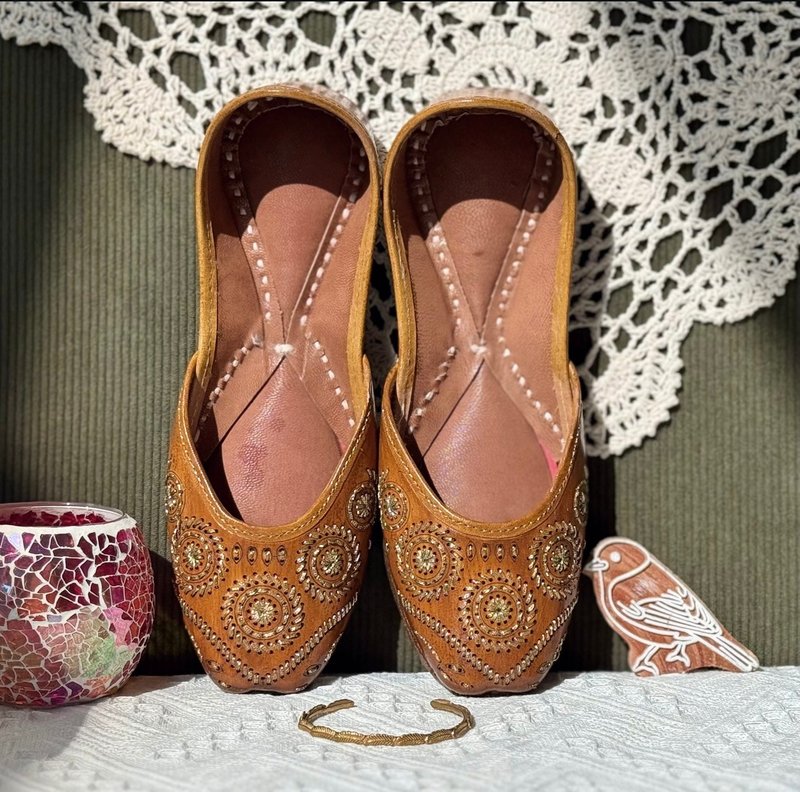 印度手工丨民族鞋系列-焦糖星隕 - 其他 - 真皮 咖啡色