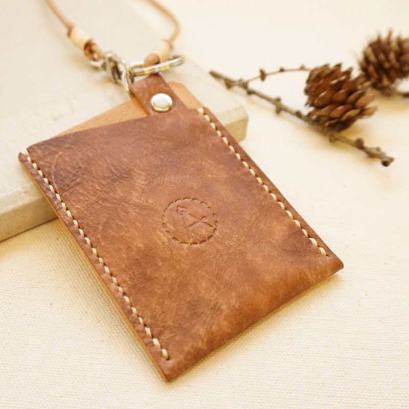 Snowflakes series clip key ring - brown tea - ID & Badge Holders - Genuine Leather Khaki