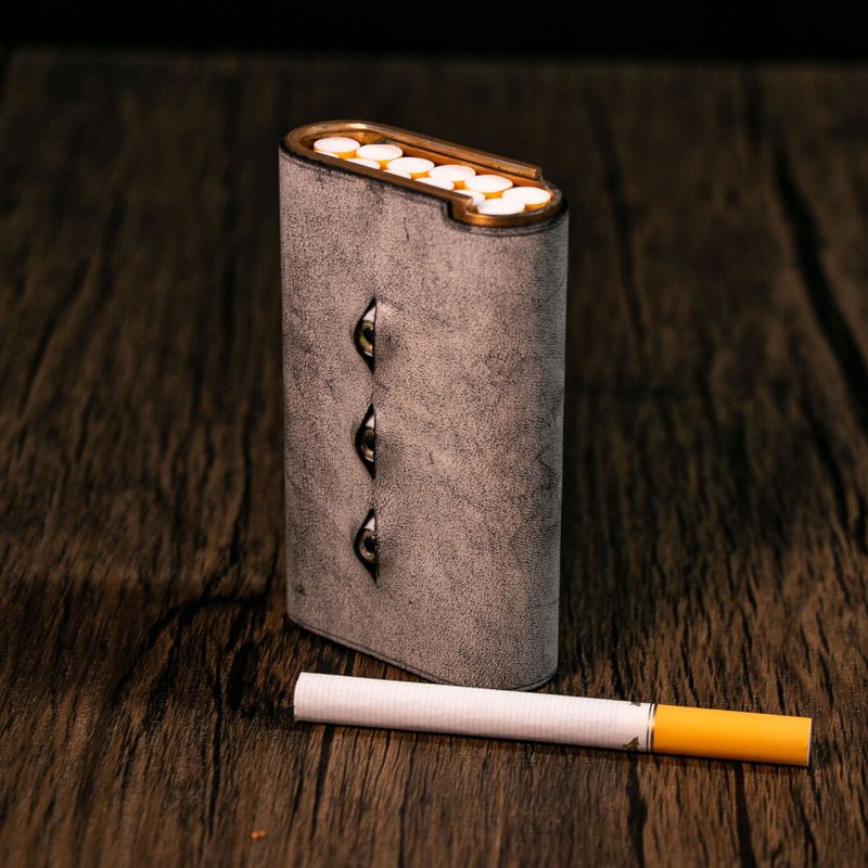 Eyes high-end [cigarette case] hand-made mist Wax style cowhide - อื่นๆ - หนังแท้ 