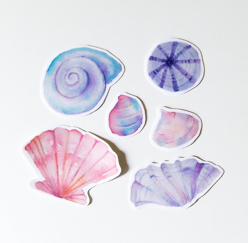 After the sale, if you have any need, please ask the designer Ocean Wind Pink Marquee Shell Hand-painted Watercolor Sticker Pack - Stickers - Paper Pink