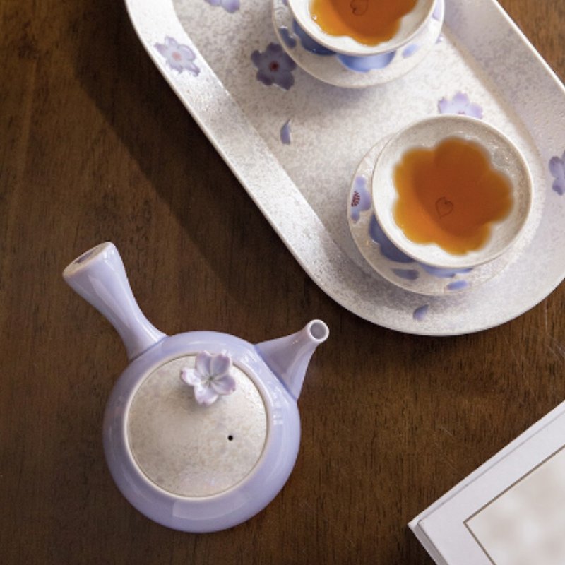 【預訂】有田燒 九州手繪彩虹紫櫻茶具套裝 - 茶具/茶杯 - 陶 紫色