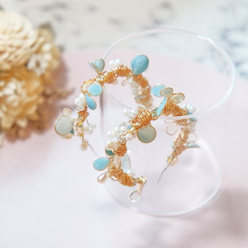 1KM Micro Whisper•Pastel C-ring resin flower earrings - ต่างหู - เรซิน 