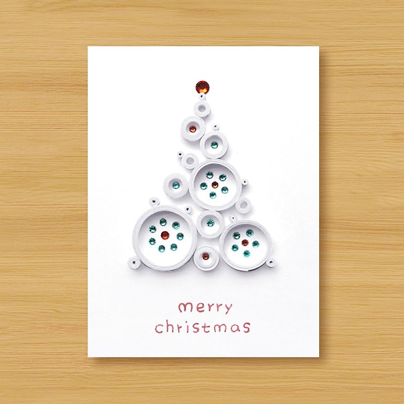( 4款供選擇 ) 手工捲紙聖誕卡片 _ 夢幻泡泡聖誕樹 - 白色款 - 心意卡/卡片 - 紙 白色