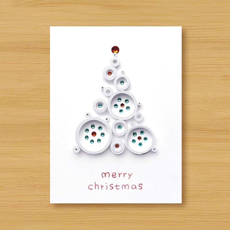 (4 styles to choose from) Handmade Rolled Paper Christmas Card_ Dream Bubble Christmas Tree-White Style - การ์ด/โปสการ์ด - กระดาษ ขาว