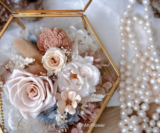 プリザーブドフラワーゴールドローズジュエリー 枯れない夢のお花