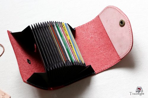 桜ピンク手縫いヌメ革牛革長財布カードケース - ショップ Travel