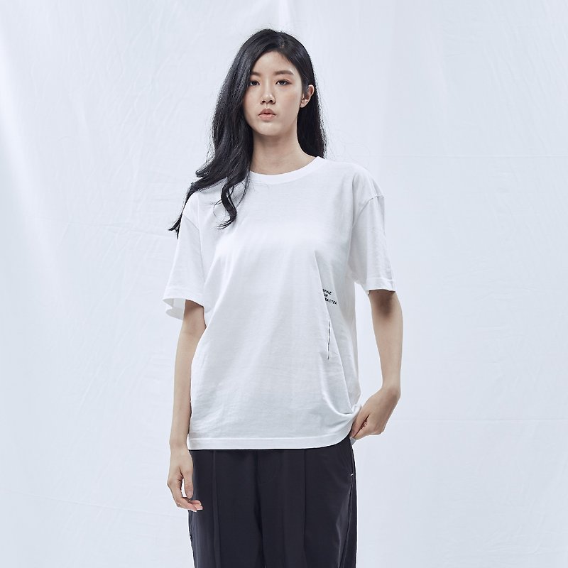 DYCTEAM Basic Series | Slogan By Side Tee (WH) - Unisex Hoodies & T-Shirts - Cotton & Hemp White