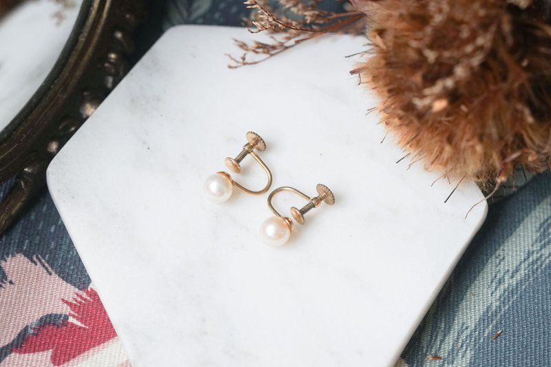 [Old Jewelry/Old Western Pieces] VINTAGE 12K Clip-on Simple Vintage Earrings - Earrings & Clip-ons - Other Metals Gold