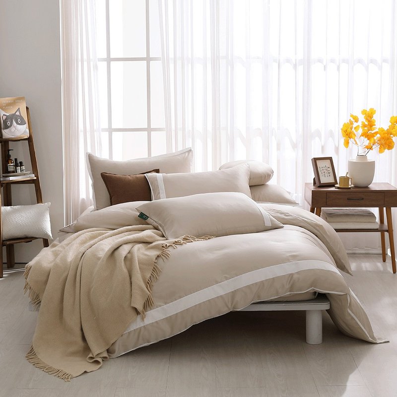 Good relationship HAOKUANXI | Autumn Light Tea - Lyocell Tencel Bed Bag Quilt Cover Pillowcase Set - Bedding - Eco-Friendly Materials Khaki