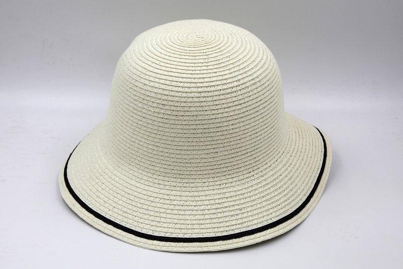 【Paper Home】 Two-color fisherman hat (white) paper thread weaving - หมวก - กระดาษ ขาว