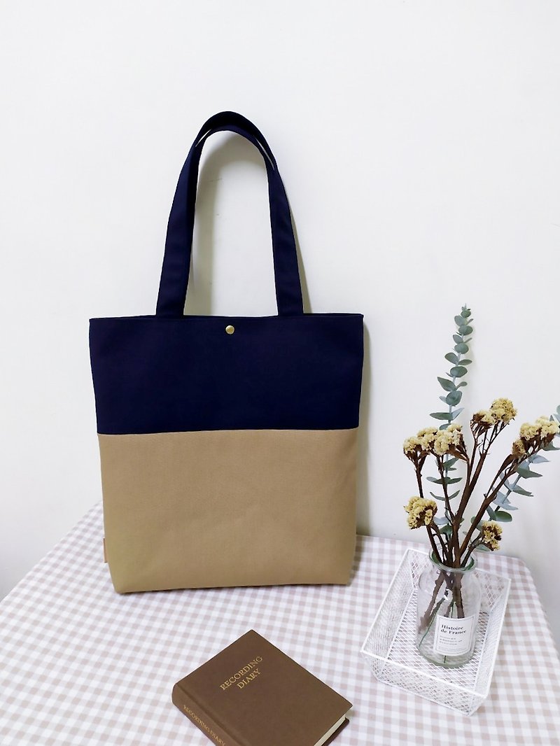 Sky L series shoulder bag/canvas tote bag/A4 book bag/linen Brown/pre-order now - Handbags & Totes - Cotton & Hemp Khaki