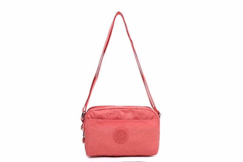Simple splash-proof cross-body bag / shoulder bag / shoulder bag pink -8089 - กระเป๋าแมสเซนเจอร์ - วัสดุกันนำ้ สึชมพู