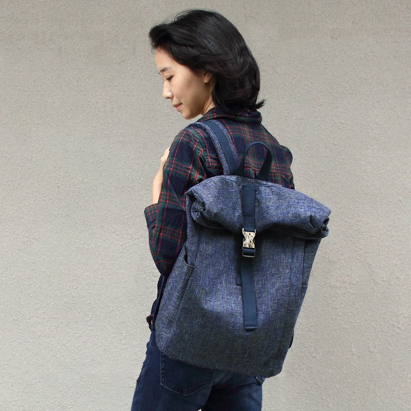 Candice Backpack(Height adjustable)(15.6 inch Laptop OK)-blue_100453 - Backpacks - Cotton & Hemp Blue