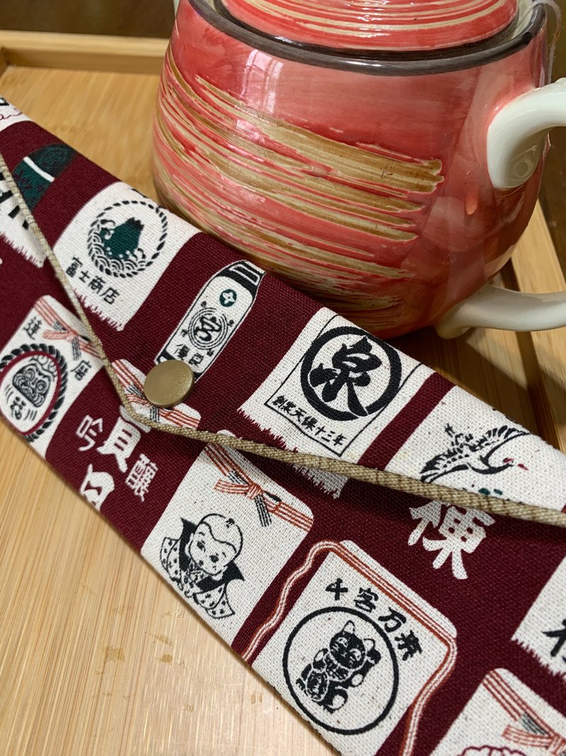 Wenqingfeng environmental protection pure cotton chopsticks bag~ Delicious izakaya bean paste red Fujitsu Japanese trendy storage - Storage - Cotton & Hemp Red