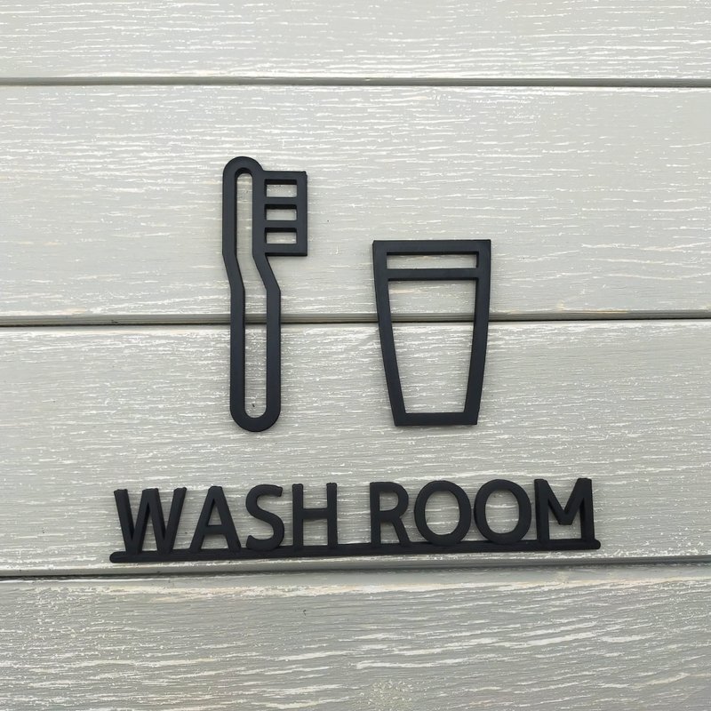 Washroom sign - Wall Décor - Plastic Black