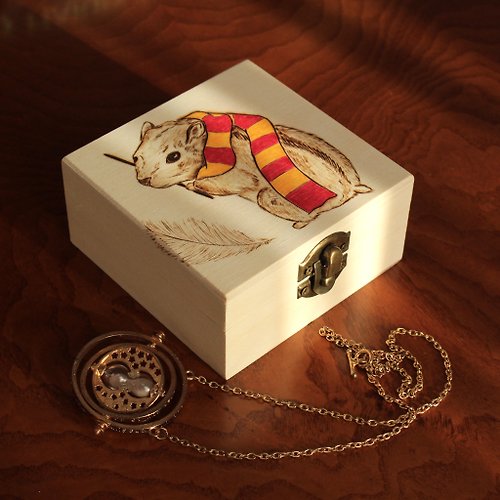 Ouroboros Pyrography Magic Hamster small wooden box Customized Gift Christmas Gift Wrapping