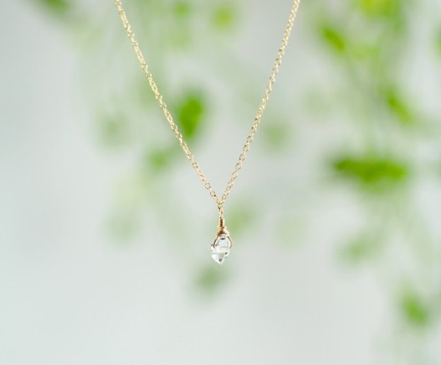 14kgf Herkimer Diamond Necklace - Shop stella-jewelry Necklaces