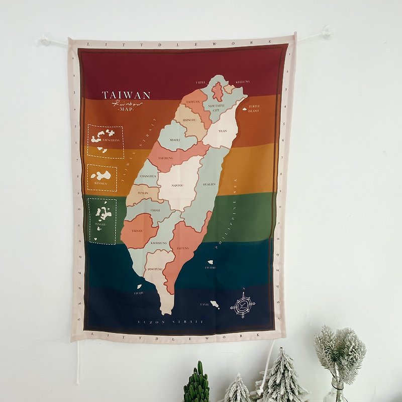 Taiwan map tapestry | Rainbow | Littdlework - อื่นๆ - งานปัก หลากหลายสี