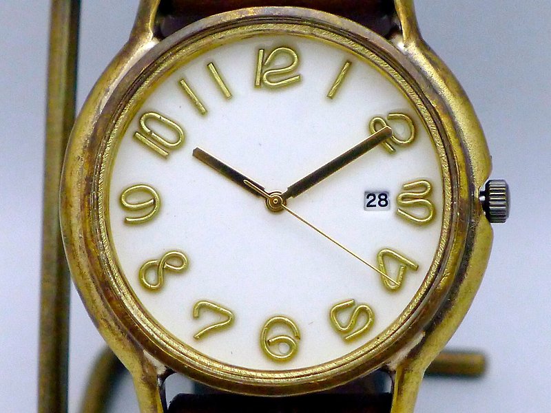 J.B.-DATE  手作り時計 Hand Craft Watch DATE  JUMBO Brass DATE(日付) 白ダイアル (JUM31DATE) - 腕時計 - 銅・真鍮 ホワイト