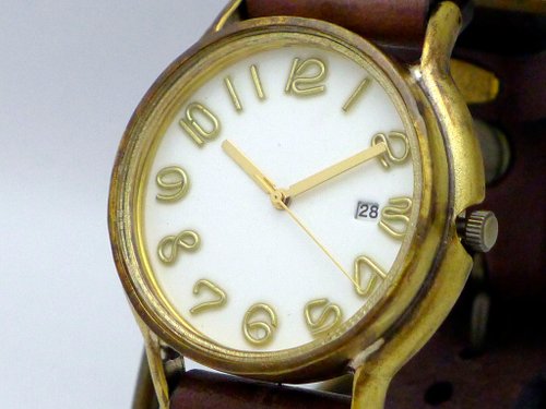 J.B.-DATE 手作り時計 Hand Craft Watch DATE JUMBO Brass DATE(日付) 白ダイアル (JUM31DATE)