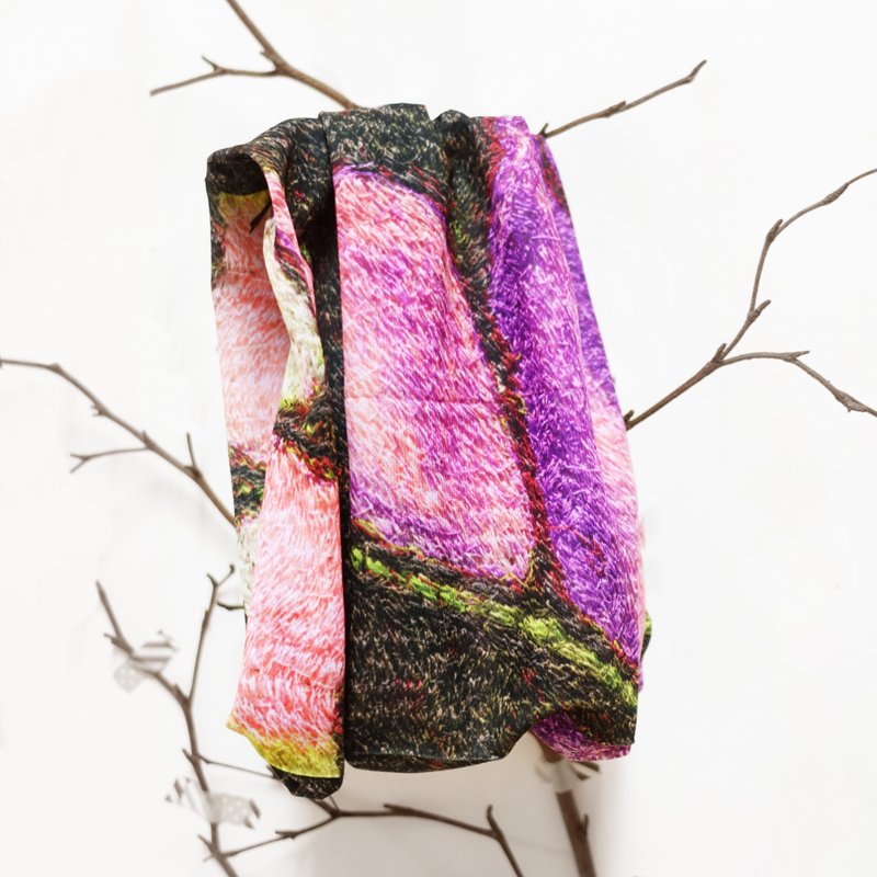 羽化蝶影刺繡畫 蝶羽髮帶頭巾 / 茄子 ( 玫瑰青鳳蝶 ) - 髮箍/髮帶 - 聚酯纖維 紫色