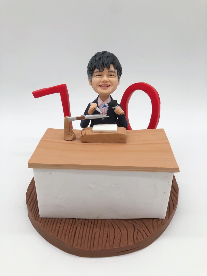 Craftsman's 70th birthday scene birthday gift, birthday gift, birthday gift for elders, 70th birthday - งานเซรามิก/แก้ว - ดินเผา หลากหลายสี