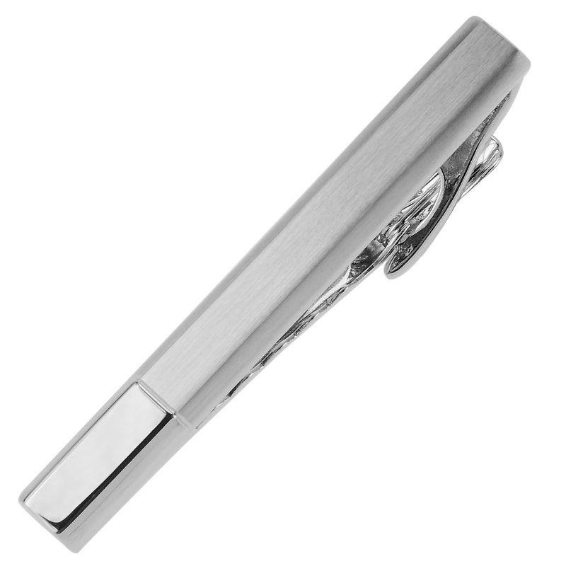 52mm Shiny and Matt Silver Round Edge Tie Clips - Ties & Tie Clips - Other Metals Silver