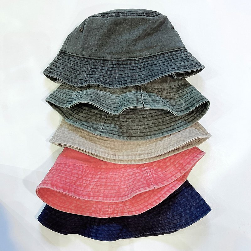 【MINI LIFE】Washed Color Distressed Plain Bucket Hat (5 Colors) - Hats & Caps - Cotton & Hemp Multicolor