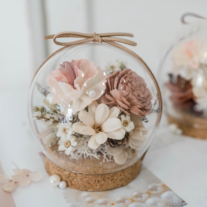 SSL Carnation Glass Ball Mother's Day Flower Cup Immortal Flower Glass Ball Immortal Flower Ceremony Mother's Day Gift - Dried Flowers & Bouquets - Glass Khaki