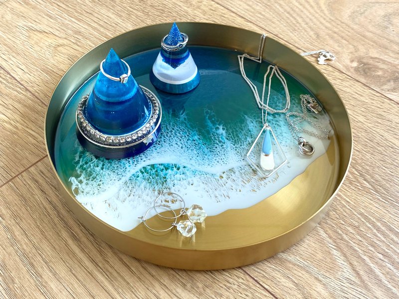 Stainless Steel Display Tray, Aqua Ocean, Wedding Gift, Home Gift - 擺飾/家飾品 - 不鏽鋼 藍色