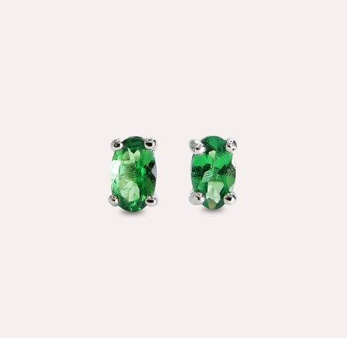 安珠 AND JEWEL 每天配戴的天然寶石 安珠 沙弗萊 綠色 橢圓 3*5mm 耳環 經典系列 Oval E 寶石銀飾 A